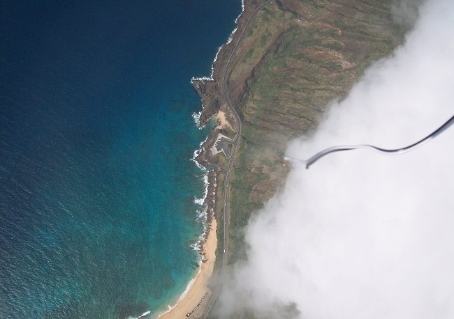Oahu coastline bird's eye view